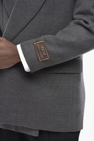 Open Front Wool Jacket With Peak Lapel