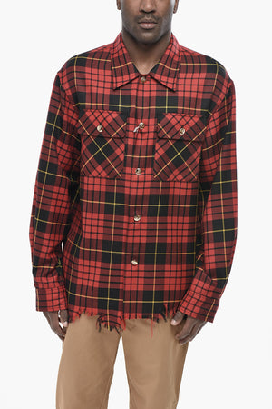 Tartan Shirt With Fringed Hem