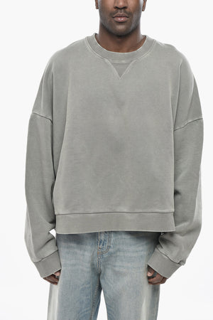 Solid-Color Brushed Cotton Crewneck Sweatshirt