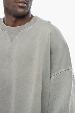 Solid-Color Brushed Cotton Crewneck Sweatshirt