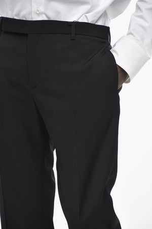 Solid-Color Wool Trousers