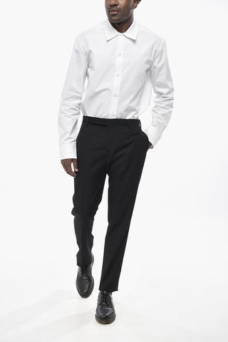 Solid-Color Wool Trousers
