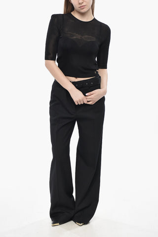 Transparentes Stricktop mit 3/4-Ärmeln