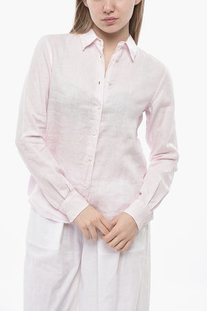 Bluse aus reinem Leinen mit französischem Kragen