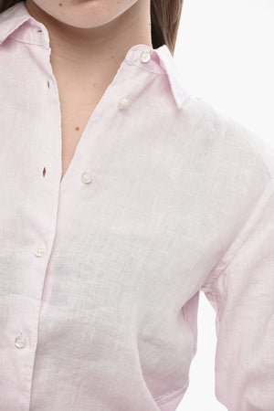 Bluse aus reinem Leinen mit französischem Kragen
