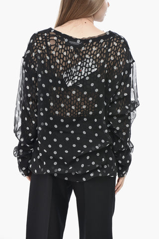 Double-Fabric Top with Polka-Dot Pattern
