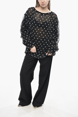 Double-Fabric Top with Polka-Dot Pattern
