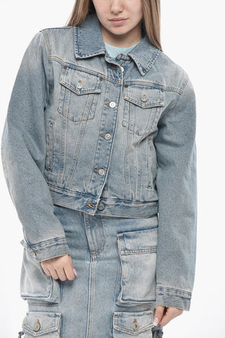 Gesteppte Cropped-Jacke aus Denim