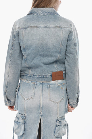 Gesteppte Cropped-Jacke aus Denim