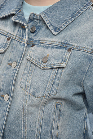 Gesteppte Cropped-Jacke aus Denim