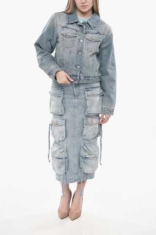 Gesteppte Cropped-Jacke aus Denim