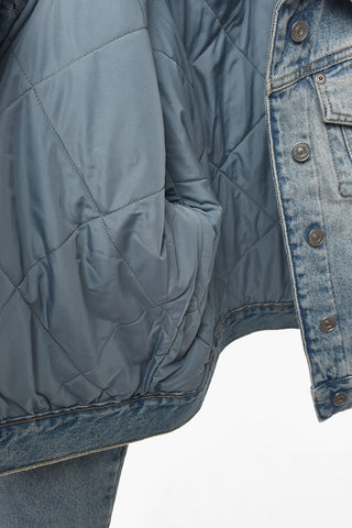 Gesteppte Cropped-Jacke aus Denim