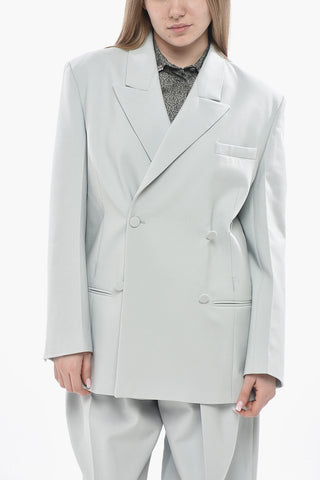 Oversized Double-Breasted Stretch Virgin Wool Blazer