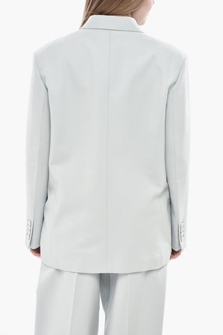Oversized Double-Breasted Stretch Virgin Wool Blazer