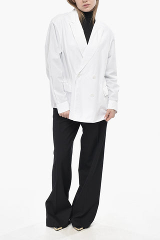 Unlined Double-Breasted Cotton Blazer