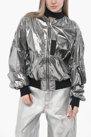 Coated-Cotton Bomber with Lamé Finish