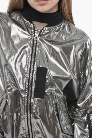 Coated-Cotton Bomber with Lamé Finish
