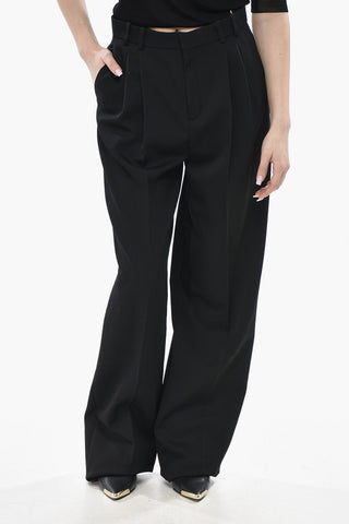 Wool Gabardine Trousers with 2 Pleats