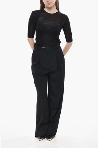 Wool Gabardine Trousers with 2 Pleats