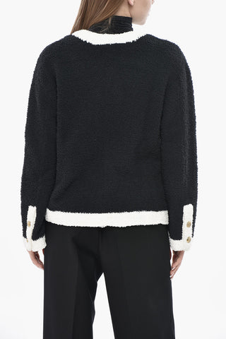 Zip-Up Cardigan with Contrast Edging