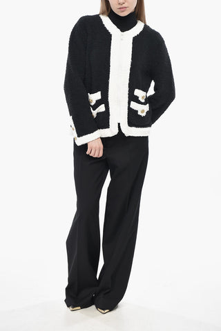 Zip-Up Cardigan with Contrast Edging
