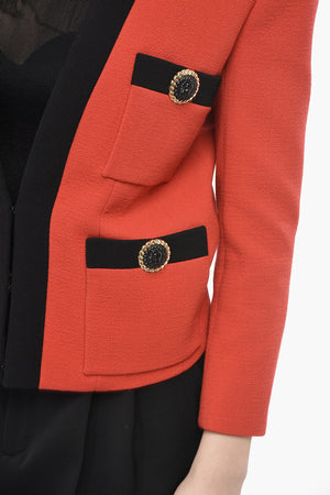 4-Pocket Wool Blazer with Padded Shoulders