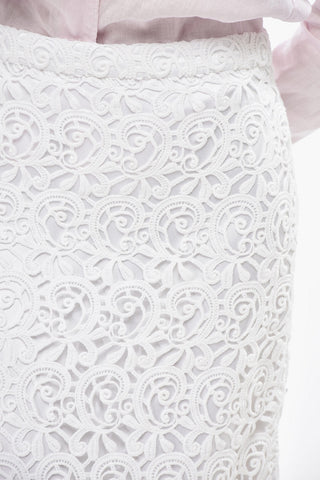 Broderie Anglaise Midi Skirt with Back Slit
