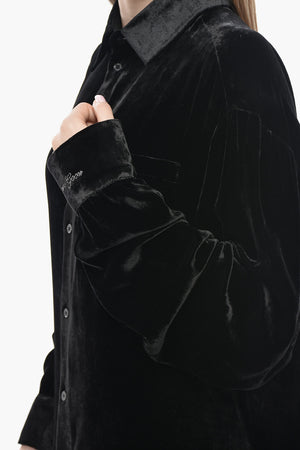 Veloursbluse ADAMO EVA Mit Italienischem Kragen