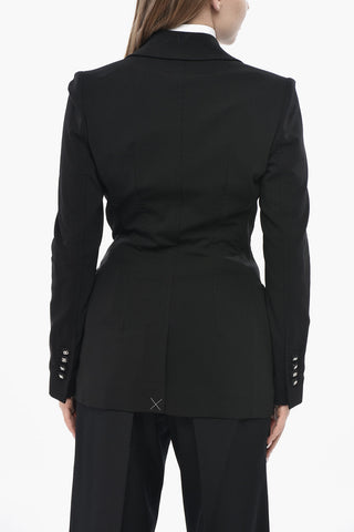 Slim-Fit Double-Breasted Blazer With Flap Pockets