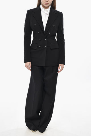 Slim-Fit Double-Breasted Blazer With Flap Pockets