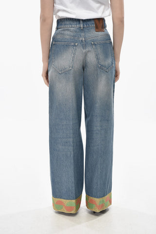Delavè Denim Wide-Leg Jeans with 30cm Embroidered Cuff