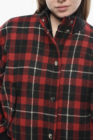 Tartan-Pattern Virgin Wool Bomber Jacket with Removable Lining