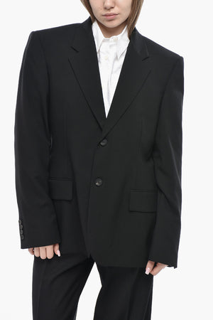 Einreihiger Blazer aus Schurwolle mit Pattentaschen