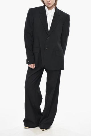 Einreihiger Blazer aus Schurwolle mit Pattentaschen