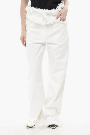 Cotton Straight-Fit Jeans with Frayed Hems 20cm