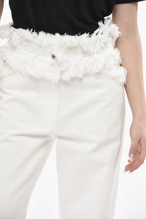 Cotton Straight-Fit Jeans with Frayed Hems 20cm