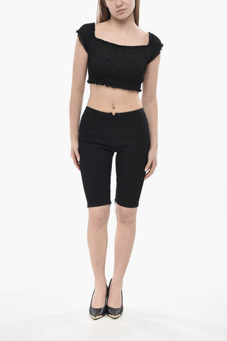 Biker-Shorts aus Smockstoff