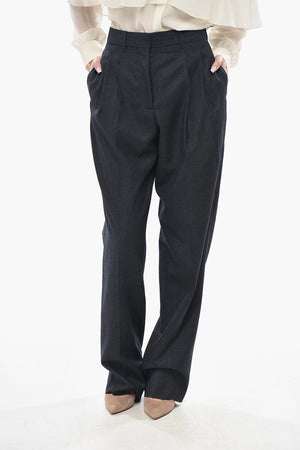 Straight-Leg Wool-Flannel Trousers