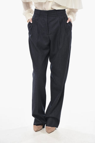 Gerade Geschnittene Wollflanellhose