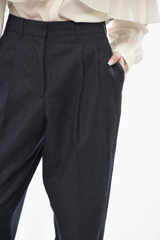 Gerade Geschnittene Wollflanellhose