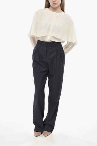 Gerade Geschnittene Wollflanellhose