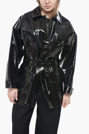 Coated Cotton Trench Coat with Patent Effect