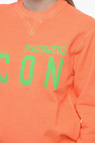 ICON Cotton Crewneck Sweatshirt With Embossed Logo