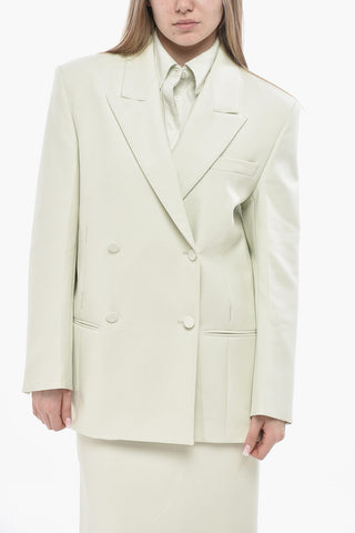 Oversized Double-Breasted Stretch Virgin Wool Blazer