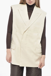 Gilet Oversized in Misto Lino con Spalline Imbottite