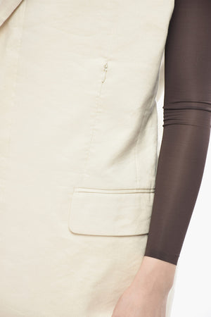 Oversized Linen-Blend Vest With Padded Shoulder Straps