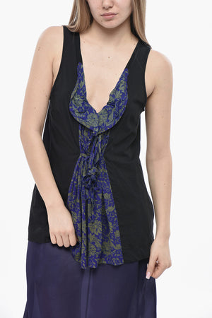 Tank Top HAMBA in Cotone con Dettaglio in Chiffon