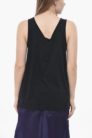 Cotton Tank Top HAMBA with Chiffon Detail