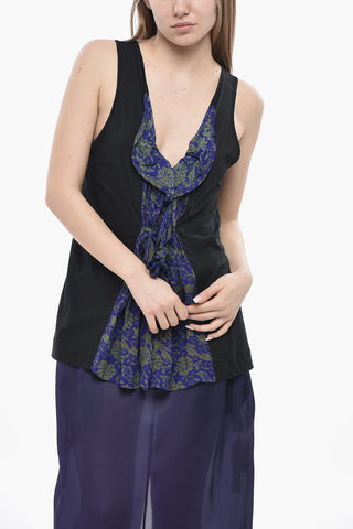 Cotton Tank Top HAMBA with Chiffon Detail