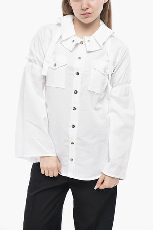 Bluse aus Jacquard-Baumwolle mit weiten Ärmeln